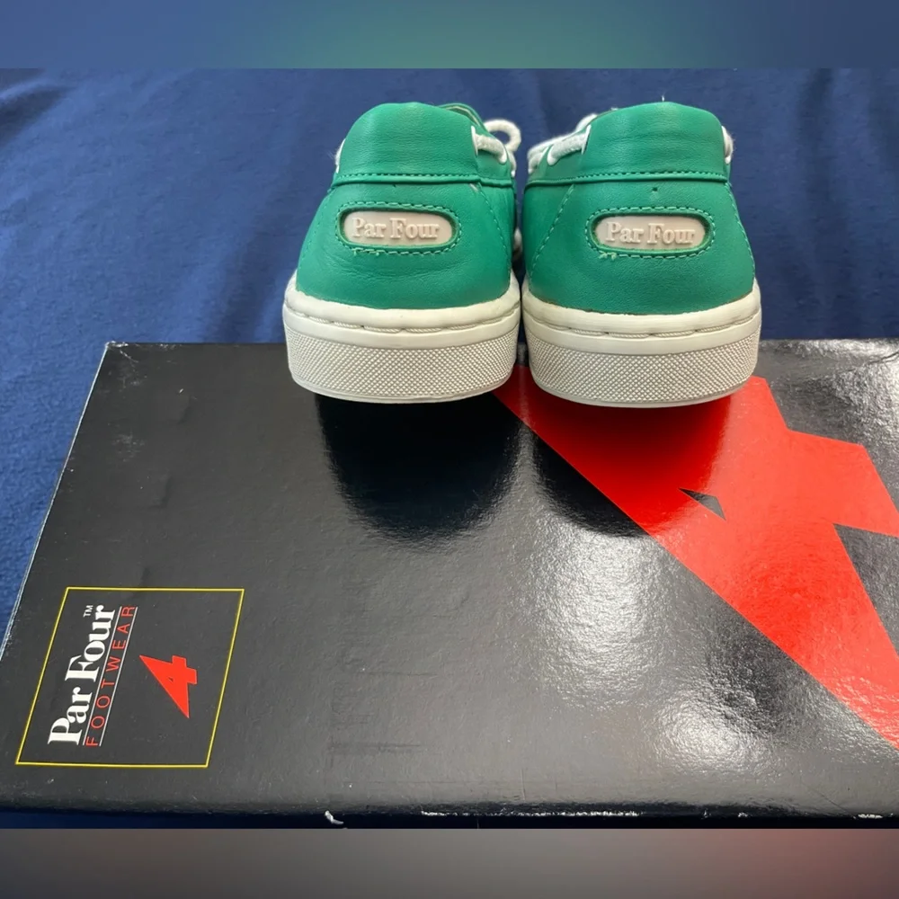 Vintage Par Four Mens Leather Boat Shoes 9.5 RARE HardTo Find Kelly Green Womens